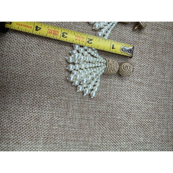 Gold & Pearl Tassel Statement Earrings Vintage-Look  Drop Design - Picture 5 of 7